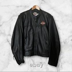 Veste en cuir pour hommes Harley Davidson Biker Bar Shield Bomber Varsity Noir Taille Large