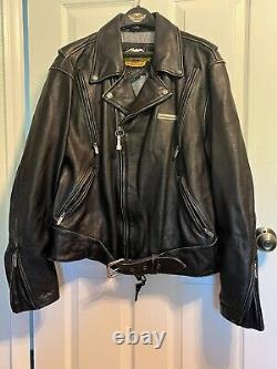 Veste en cuir stabilisateur classique Harley-Davidson, barre et blason en métal XXL