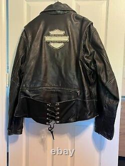 Veste en cuir stabilisateur classique Harley-Davidson, barre et blason en métal XXL