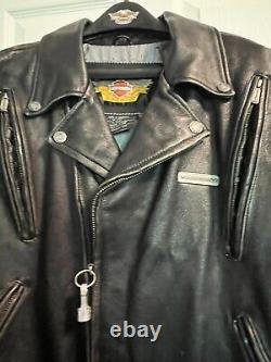 Veste en cuir stabilisateur classique Harley-Davidson, barre et blason en métal XXL