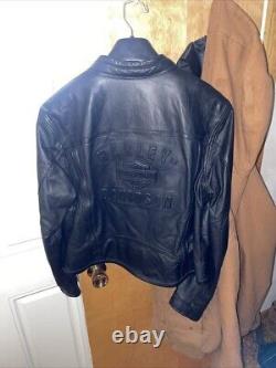 Veste en cuir vintage Harley Davidson pour femme Bar Shield noir embossé