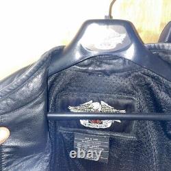 Veste en cuir vintage Harley Davidson pour femme Bar Shield noir embossé