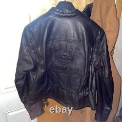 Veste en cuir vintage Harley Davidson pour femme Bar Shield noir embossé