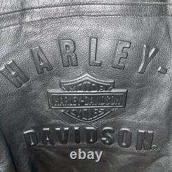 Veste en cuir vintage Harley Davidson pour femme Bar Shield noir embossé