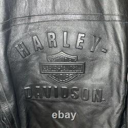 Veste en cuir vintage Harley Davidson pour femme Bar Shield noir embossé