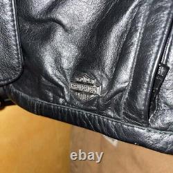 Veste en cuir vintage Harley Davidson pour femmes, Bar Shield, noir embossé