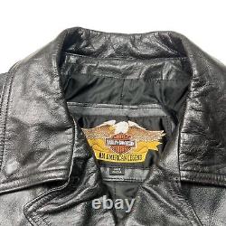 Veste en cuir vintage Harley Davidson pour homme L Bar & Shield Biker noir embossé