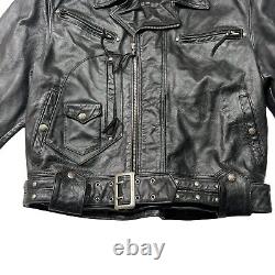 Veste en cuir vintage Harley Davidson pour homme L Bar & Shield Biker noir embossé