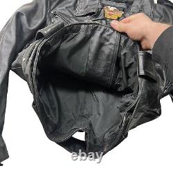 Veste en cuir vintage Harley Davidson pour homme L Bar & Shield Biker noir embossé