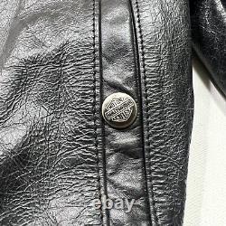 Veste en cuir vintage Harley Davidson pour homme L Bar & Shield Biker noir embossé