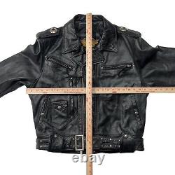 Veste en cuir vintage Harley Davidson pour homme L Bar & Shield Biker noir embossé