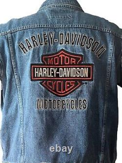 Veste en denim épais pour moto Harley Davidson avec logo Bar & Shield 99040-08VM LRG