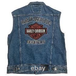 Veste en jean pour homme Harley-Davidson avec logo bar & shield brodé en taille large.