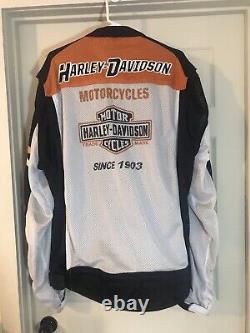 Veste en maille Harley Davidson  
	<br/> Équipement de conduite<br/>
Logo Bar & Shield<br/>Blanc
<br/>

 Homme Grand et mince 2XL