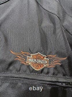 Veste en nylon Harley Davidson prête pour la conduite avec graphisme de bouclier en flammes, flammes, taille M.