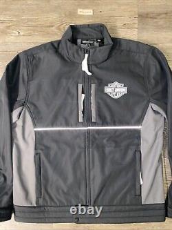 Veste en tissu soft shell noir tissé pour hommes Harley Davidson Bar & Shield taille XL NEUVE