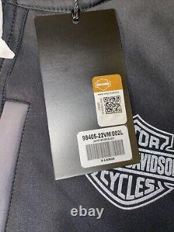 Veste en tissu soft shell noir tissé pour hommes Harley Davidson Bar & Shield taille XL NEUVE