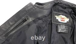 Veste femme Harley Davidson 1W XL en cuir noir avec logo classique Stock Bar Shield