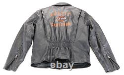 Veste femme Harley Davidson L en cuir noir avec poches Pathway, fermeture éclair bar shield vintage