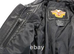 Veste femme Harley Davidson L en cuir noir avec poches Pathway, fermeture éclair bar shield vintage