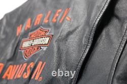 Veste femme Harley Davidson L en cuir noir avec poches Pathway, fermeture éclair bar shield vintage