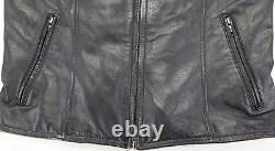 Veste femme Harley Davidson L en cuir noir avec poches Pathway, fermeture éclair bar shield vintage