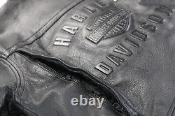 Veste femme Harley Davidson S en cuir noir avec ventilations, fermeture éclair, blason vintage vtg