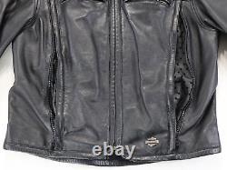 Veste femme Harley Davidson S en cuir noir avec ventilations, fermeture éclair, blason vintage vtg