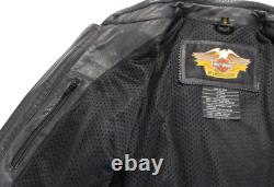 Veste femme Harley Davidson S en cuir noir avec ventilations, fermeture éclair, blason vintage vtg