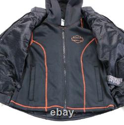 Veste fonctionnelle pour femmes Harley Davidson S noire avec capuche, poches pour armure, aérations et barre