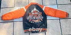 Veste moto en cuir Vintage Harley Davidson pour homme avec logo Bar & Shield en flammes / SM