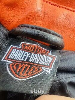 Veste moto en cuir Vintage Harley Davidson pour homme avec logo Bar & Shield en flammes / SM