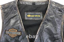 Veste pour homme Harley Davidson 2XL slim marron rétro avec fermeture éclair, aigle légendaire et blason de barrière.