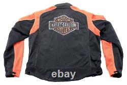 Veste pour homme Harley Davidson 3XL en maille noire avec écusson de barre stock réfléchissant et armure EUC