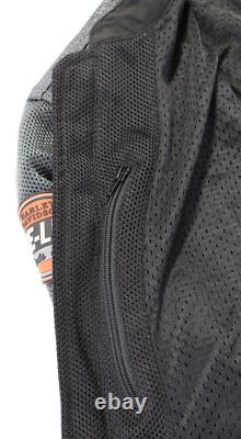Veste pour homme Harley Davidson L noir gris orange en maille Bar Shield Pre-Luxe Stock