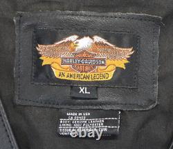 Veste pour homme Harley Davidson XL en cuir noir à boutons avec logo vintage Basic Skins.