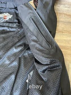 Veste pour homme Harley Davidson taille L en nylon noir avec des flammes, le logo Bar Shield, pour rouler en moto, fermeture éclair.