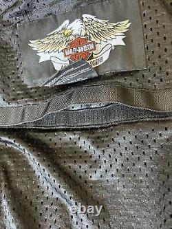 Veste pour homme Harley Davidson taille L en nylon noir avec des flammes, le logo Bar Shield, pour rouler en moto, fermeture éclair.