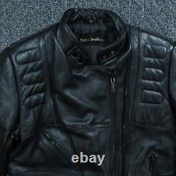 Veste vintage Harley Davidson pour femme 38 en cuir noir doublé avec logo Bar Shield Moto