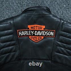 Veste vintage Harley Davidson pour femme 38 en cuir noir doublé avec logo Bar Shield Moto