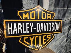 Vieille Harley Davidson Moto Lourd Porcelaine Gaz Bike Bar & Shield Sign