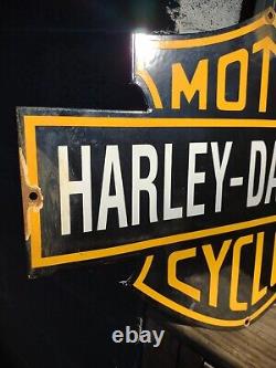 Vieille Harley Davidson Moto Lourd Porcelaine Gaz Bike Bar & Shield Sign