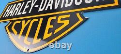 Vieille Harley Davidson Moto Porcelaine À Gaz Bike Bar & Shield Logo Signe