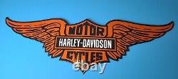 Vintage 35 Harley Davidson Moto Porcelaine Essence Bike Bar & Shield Logo Signe