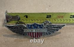 Vintage 50's Gold Harley Davidson Hat Bar & Shield Wing Pin, Troy 54. Boutons