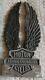 Vintage Harley Davidson Aluminum Sissy Bar Backrest Emblem Logo Shield Wings