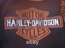 Vintage Harley Davidson Bar & Shield Orange/noir Cuir & Veste De Laine (taille S)