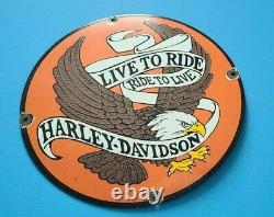 Vintage Harley Davidson Moto Porcelaine 12 Bar À Gaz Bouclier Aigle Chauve Signe