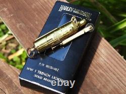 Vintage Harley-davidson Wwi Trench Lighter Solid Brass 1989 Bar Et Bouclier