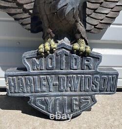 Vintage VTG Harley Davidson Bar & Shield Concrete Eagle! Magnifique 28 livres LOURD